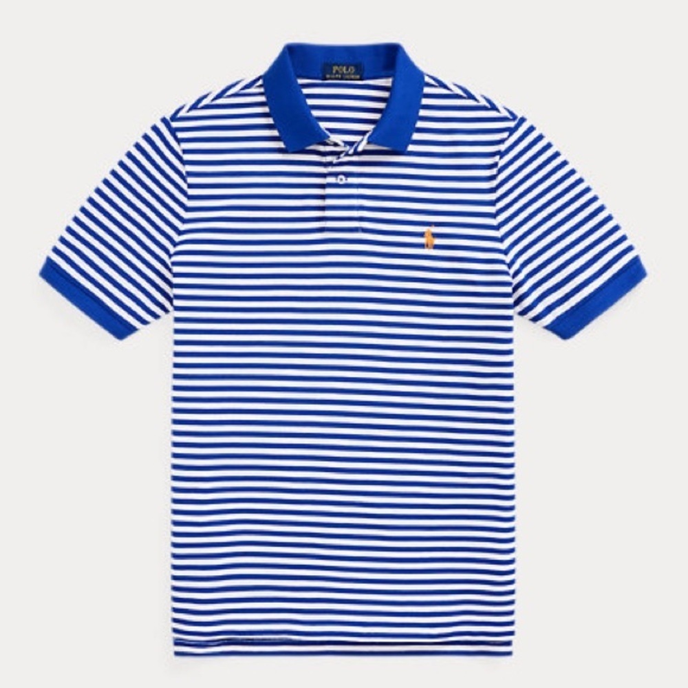 Ralph Lauren Blue and White Striped Polo Shirt
Classic Fit Striped Mesh Sz 2xl